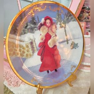Barbie Holiday Decor Plate with Red and Gold Accents